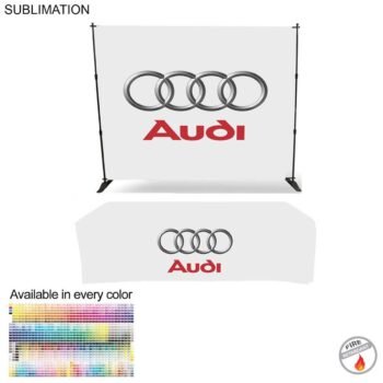 Tradeshow Booth Package Deluxe, 10' Expanding Display Wall and 8' Sublimated PREMIUM Tablecloth