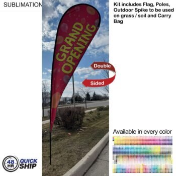 48-Hour Quick-Ship 16ft X-Large Teardrop Flag Kit 48 Hr Quick Ship -16' X-Large Tear Drop Flag Kit, Full Color Graphics Double Side, Spike and Bag