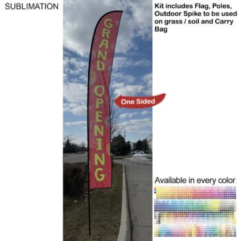 19' X-Large Feather Flag Kit, Full Color Graphics One Side, Outdoor Spike base and Bag Included, Full Color Graphics One Side, 19-foot XL Feather Flag Kit