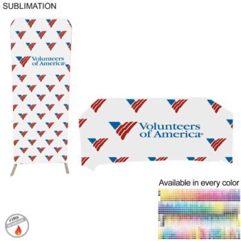 Tradeshow Booth Package Sleek, 2'wide Skinny EuroFit Tension Fabric Banner + PREMIUM 6' Tablecloth