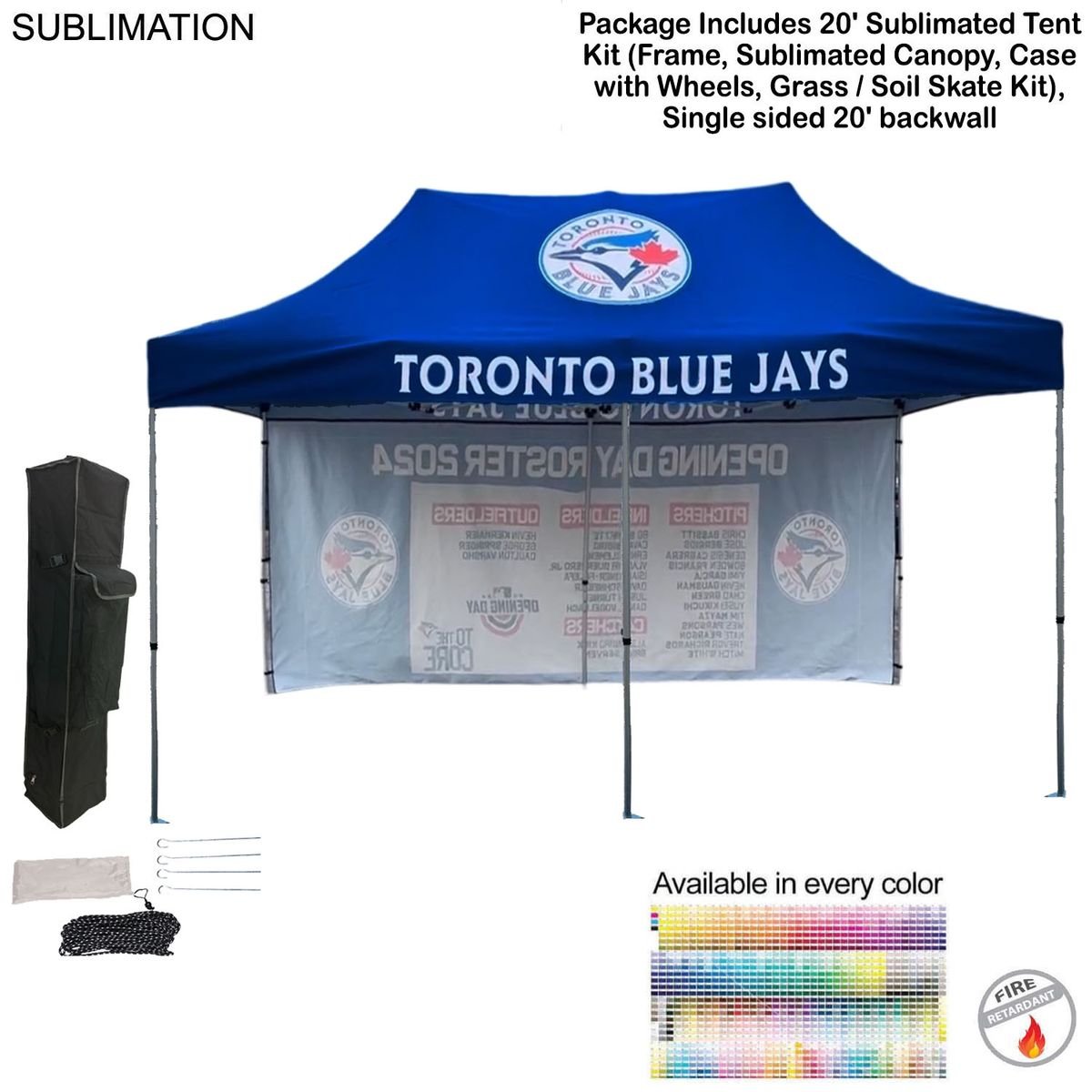 1E5389EED7E4670AA5DDF537DDB944F9 48 Hr Quick Ship - 20' Tent Backwall Package, 20' Sublimated Tent kit and Single sided 20' backwall, 48-Hour Quick-Ship 20-foot Tent