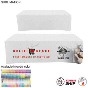 24 Hour Express Ship Sublimated, 24 Hour Express Ship - Sublimated Box Style Fitted Tablecloth for 8' Table, 4 sided, Closed back