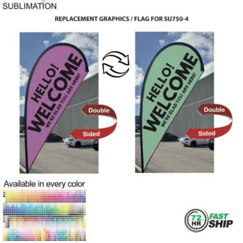 72Hr Fast Ship Replacement Flag 72Hr Fast Ship - Replacement Flag for 9' Small Tear Drop Flag Kit, Full Color Graphics Double Sided