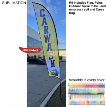 13ft Medium Feather Flag Kit 13' Medium Feather Flag Kit, Full Color Graphics One Side, Outdoor Spike base and Bag Included