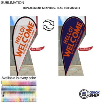 48HR Quick Ship Replacement Flag 48 Hr Quick Ship - Replacement Flag for 9' Small Tear Drop Flag Kit, Full Color Graphics One Side