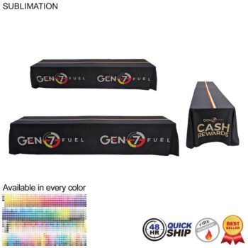 48 Hour Quick Ship - Sublimated Table Cloth for 12' table (or 2 x 6' tables combined), Closed Back
