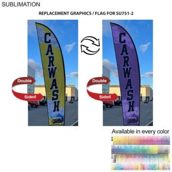 Replacement Flag Panel for 13ft Medium Feather Flag Kit, Replacement Flag for 13' Medium Feather Flag Kit, Full Color Graphics Double Sided