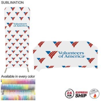 24Hr Express Ship -Tradeshow Booth Package, 2' EuroFit Tension Fabric Display +PREMIUM 6' Tablecloth, Tradeshow Booth Package