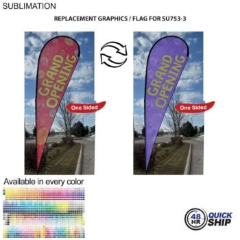 48HR Quick Ship Replacement Flag 48 Hr Quick Ship - Replacement Flag for 16' X-Large Tear Drop Flag Kit, Full Color Graphics One Side
