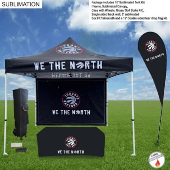 Deluxe Tent Flag Package, Deluxe Tent Flag Package, 10' Tent kit, Backwall, Box Fit Tablecloth, and Double sided Flag Kit