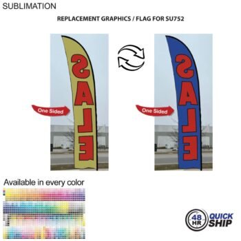 48HR Quick Ship Replacement Flag 48 Hr Quick Ship - Replacement Flag for 15' Large Feather Flag Kit, Full Color Graphics One Side