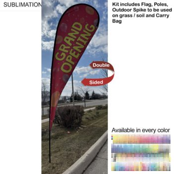 16-foot X-Large Tear Drop Flag Kit, 16' X-Large Tear Drop Flag Kit, Full Color Graphics Double Side, Outdoor Spike base and Bag Included