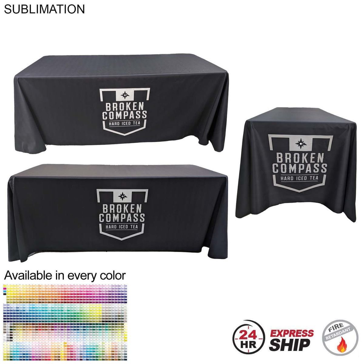 57DA284FF59735C3F176AE9ED35B94DB 24 Hr Express Ship Sublimated, 24Hr Express Ship - Sublimated PREMIUM Cloth for 6' table, Drape style, Closed Back, Rounded Corners