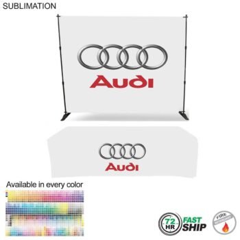 72hr Fast Ship TradeShow Booth Package 72 Hr Fast Ship- Tradeshow Booth Package, 10' Expanding Display and 8' Sublimated PREMIUM Tablecloth