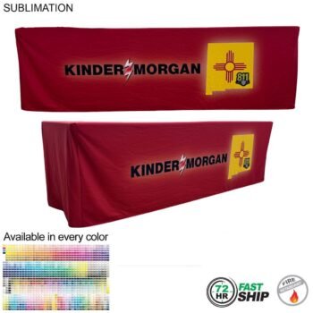 Box-Style Fitted Table Cloth, 72 Hr Fast Ship - Sublimated PREMIUM Box Style Fitted Table Cloth, 8' Table, 4 sided, Closed back