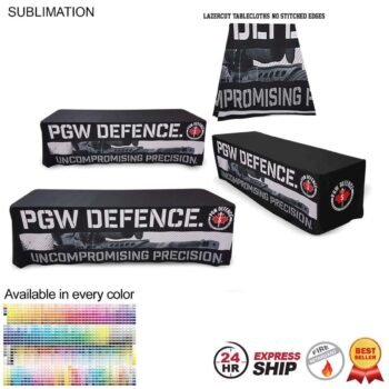 24 Hour Express Ship - 8' LazerCut 4-Sided Sublimated Tablecloth, Drape Style, Closed Back