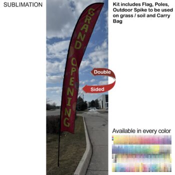 19ft Extra-Large Double-Sided Feather Flag Kit 19' X-Large Feather Flag Kit, Full Color Graphics Double Sided, Outdoor Spike base and Bag Included