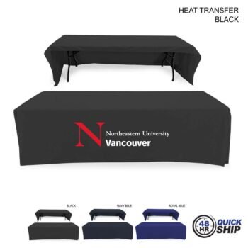 Quick Ship Polycotton 48 Hour Quick Ship - Polycotton Twill Table Cloth Throw for 8' Table, Drape style, 3 sided, Open Back