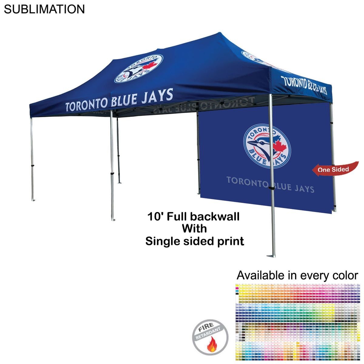 755869A4B09D9346EFA84747DE1AEB20 48 Hr Quick Ship - 10' Back Wall for 10x20 Tent Kit, Sublimated, Single Sided Print