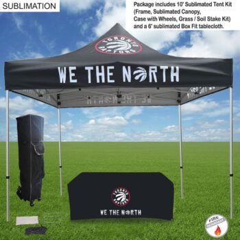 Event Package, 10' Premium sublimated Tent Kit and 6' Sublimated Box Fit Tablecloth (Best Seller)