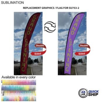 48HR Quick Ship Replacement Flag 48Hr Quick Ship -Replacement Flag for 19' X-Large Feather Flag Kit, Full Color Graphics Double Sided