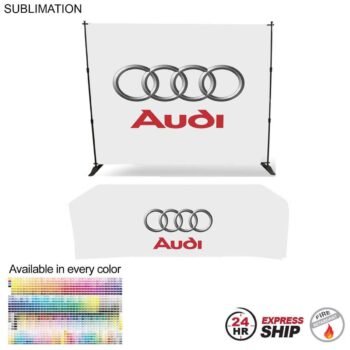 24hr Express Ship Booth Package 24Hr Express Ship- Tradeshow Booth Package 10' Expanding Display & 8' Sublimated PREMIUMTablecloth