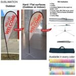 9-foot Small Tear Drop Flag Kit, Full Color Graphics One Side, Outdoor Use Spike base, Indoor Cross Base 925B71489A553CC4CAE68980DB0D50DB