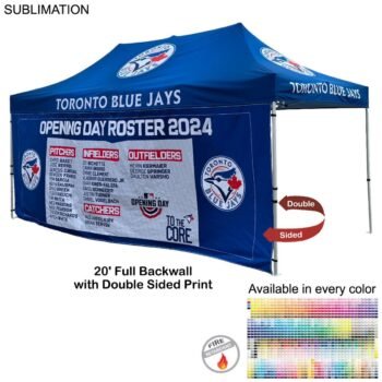 48 Hr Quick Ship - Full 20' Back Wall for 10x20 Tent Kit, Sublimated, Double Sided Print, Full 20-foot Back Wall