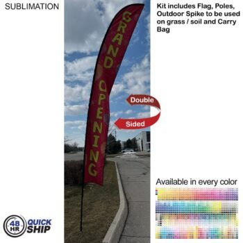 48-Hour Quick-Ship 19ft XL Feather Flag Kit 48 Hr Quick Ship -19' X-Large Feather Flag Kit, Full Color Graphics Double Sided, Spike and Bag