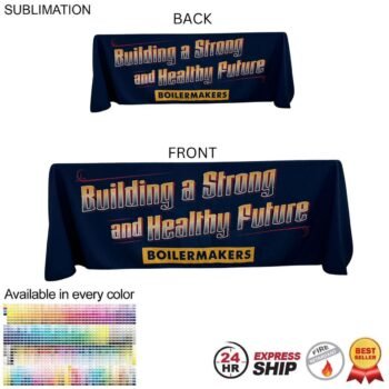 24 Hour Express Ship - Sublimated Table Cloth for 6' table, Drape style, 4 sided, Closed Back