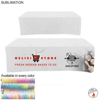 featuring 4-sided closed back, Sublimated Box Style Fitted Tablecloth for 8' Table, 4 sided, Closed back