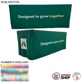 24 Hour Express Ship - Sublimated Table Cloth PREMIUM Box Style Fitted for 6' Table, 4 sided