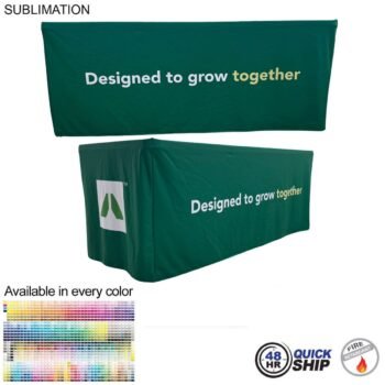 48 Hour Quick Ship - Sublimated PREMIUM Box Style Fitted Table Cloth for 6' Table, 4 sided, Closed Back