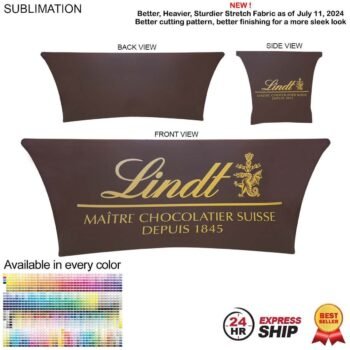 24 Hour Express Ship - Sublimated Stretch Curved Fit Tablecloth Throw for 6ft table, 4 sided, Closed Back