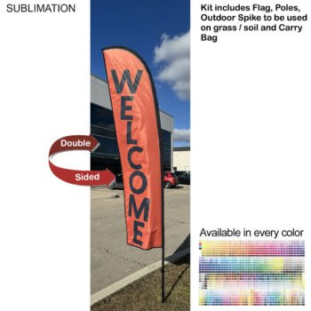 Small Double-Sided Feather Flag Kit Small Double-Sided Feather Flag Kit 10' Small Feather Flag Kit, Full Color Graphics Double Sided, Outdoor Spike base and Bag Included