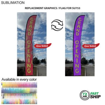 Fast-Ship Replacement Flag 72Hr Fast Ship - Replacement Flag for 19' X-Large Feather Flag Kit, Full Color Graphics One Side