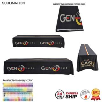 24 Hour Express Ship - 12' LazerCut, 4-Sided Sublimated Tablecloth (on 2 x 6ft tables combined)