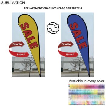 Replacement Double-Sided Flag Replacement Flag for 13.5' Large Tear Drop Flag Kit, Full Color Graphics Double Sided