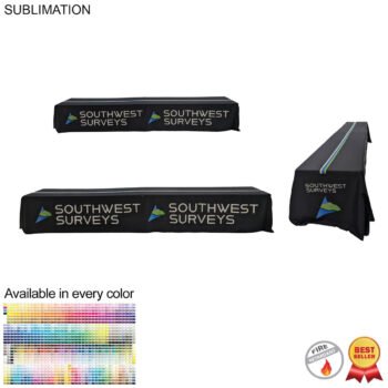 Sublimated Table Cloth for 16' table (or 2 x 8' tables combined), Drape Style, 4 sided, Closed back