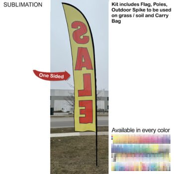 Large Feather Flag Kit, 15' Large Feather Flag Kit, Full Color Graphics One Side, Outdoor Spike base and Bag Included