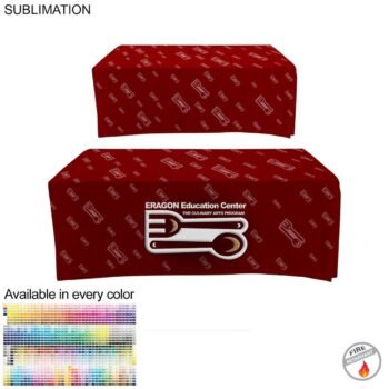 Box-Style Fitted Tablecloth Sublimated Box Style Fitted Tablecloth for 6' Table, 4 sided, Closed Back