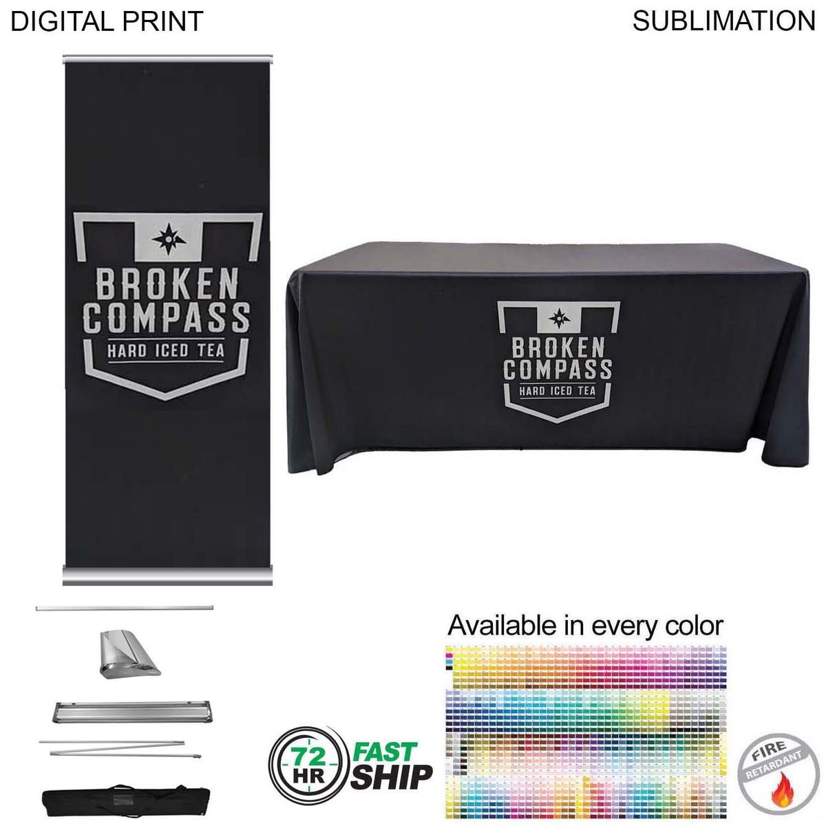 C29D2A5238B759D33DA5444144623C29 72HR Fast Ship Deluxe Tradeshow 72 Hr Fast Ship- Deluxe Tradeshow Package, Deluxe Retractable Banner + Premium Sublimated tablecloth
