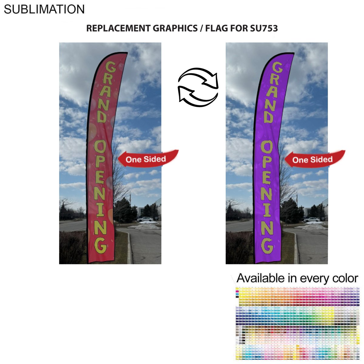 C4F5F38FBF307D1EF799F7FC02660CE4 Panel for 19ft X-Large Feather Flag Replacement Flag for 19' X-Large Feather Flag Kit, Full Color Graphics One Side