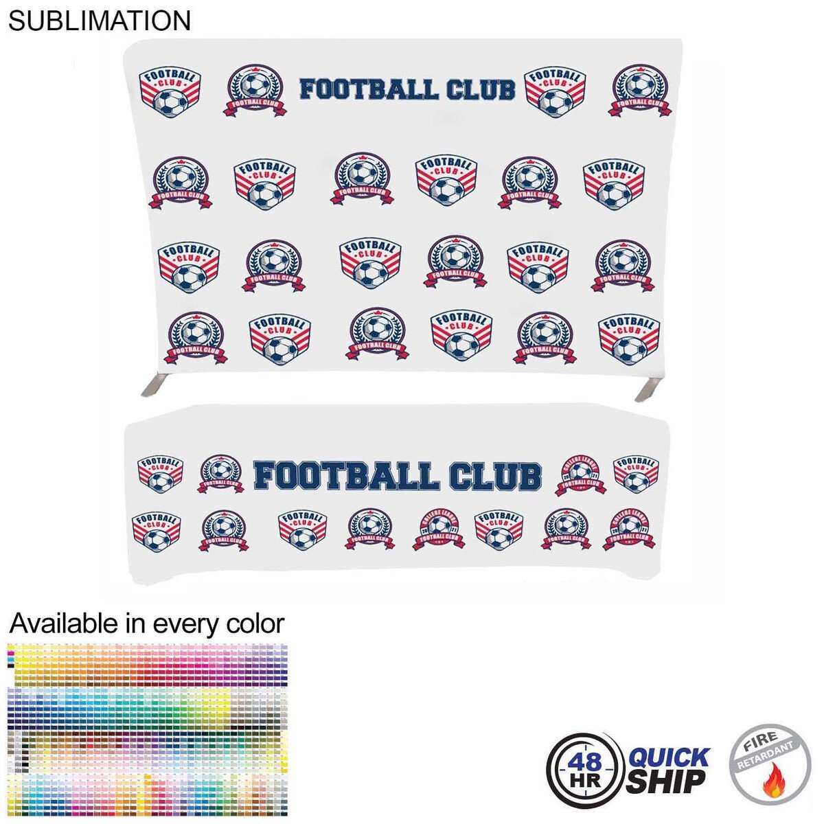 C7109B62B69569A113DBD0AEA63CFB20 Quick Ship Tradeshow Booth Package 48Hr Quick Ship -Tradeshow Booth Package, 10' EuroFit Tension Fabric Display & PREMIUM 8' Tablecloth