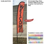 10ft Small Feather Flag Kit 10' Small Feather Flag Kit, Full Color Graphics One Side, Outdoor Spike base and Bag Included