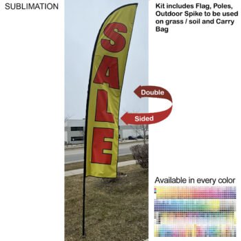 15-foot Large Feather Flag Kit, 15' Large Feather Flag Kit, Full Color Graphics Double Sided, Outdoor Spike base and Bag Included