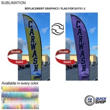 48HR Quick Ship Replacement Flag 48Hr Quick Ship - Replacement Flag for 13' Medium Feather Flag Kit, Full Color Graphics Double Sided