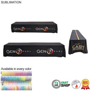 72 Hour Fast Ship - Sublimated Table Cloth for 12' table (or 2 x 6' tables combined), Closed back