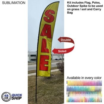 15ft Large Feather Flag Kit 48 Hr Quick Ship - 15' Large Feather Flag Kit, Full Color Graphics Double Sided, Spike and Bag
