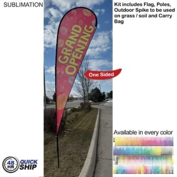 Quick-Ship 16ft X-Large Teardrop Flag 48-Hour Quick-Ship 16ft X-Large Teardrop Flag Kit 48 Hr Quick Ship -16' X-Large Tear Drop Flag Kit, Full Color Graphics One Side, Spike and Bag
